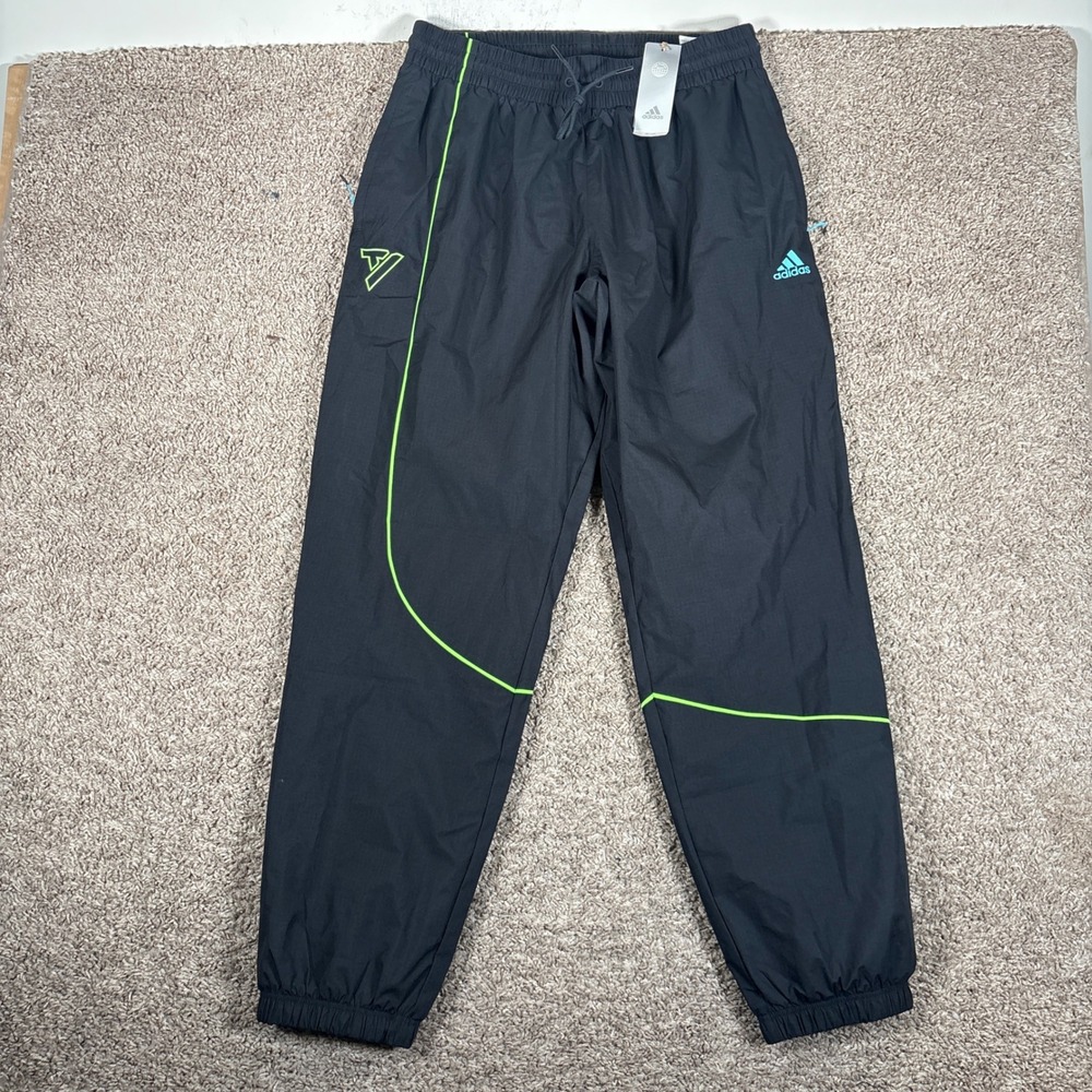 Adidas Trae Young Black Lime Green Track Pants HS6875 Mens Large NEW